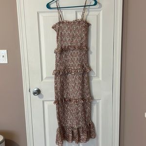 *WORN ONCE* Stretchy, ruched mid length dress with adjustable straps